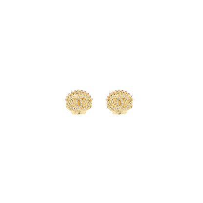 Chanel cc logo/Shell Earring Multicolour Crystal Gold Tone