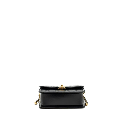 Chanel 24c Gold Crush Mini Flap Bag Calfskin Black  (Microchip)