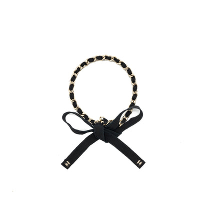 Chanel Grosgrain CC Bow Chain Belt Black L