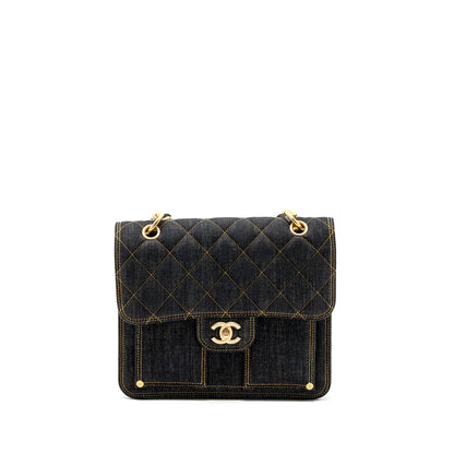 Chanel 23S flap backpack denim dark blue Brushed  (microchip)
