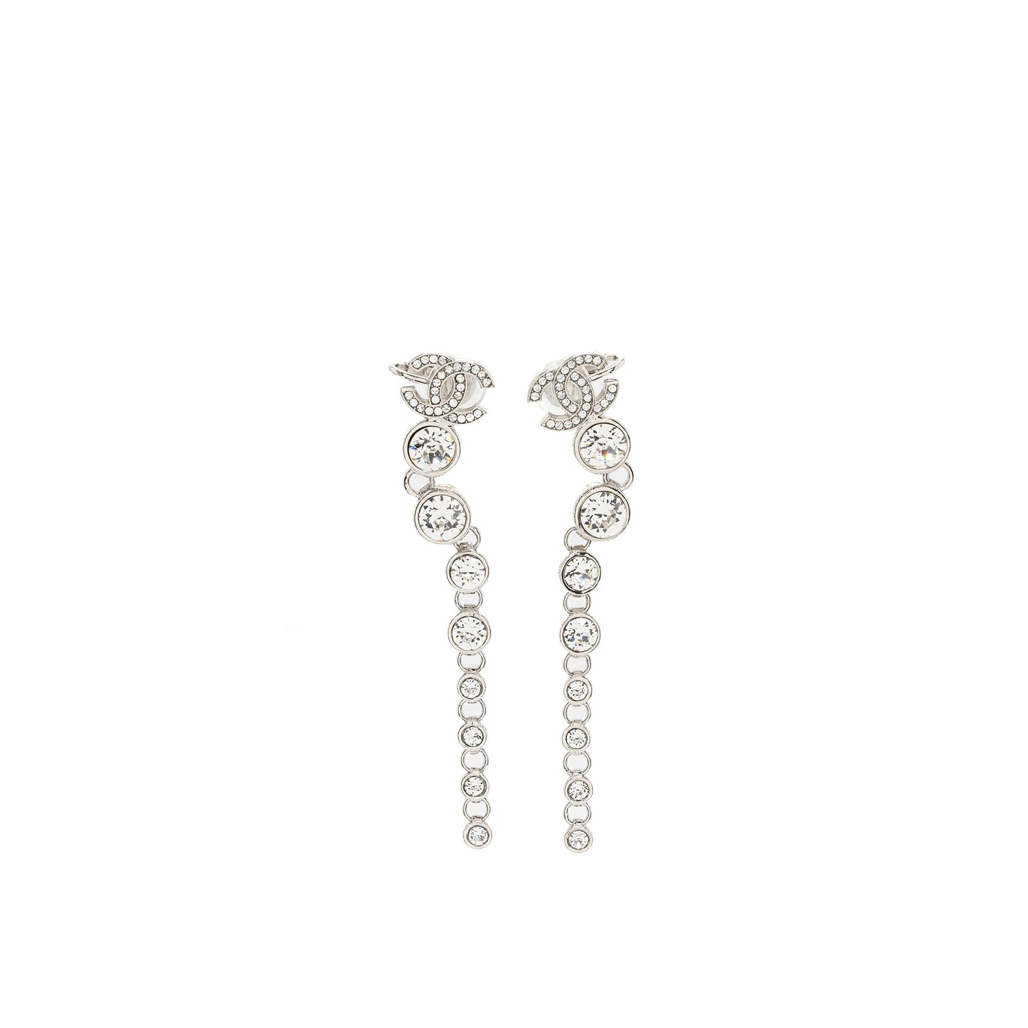 Chanel CC logo Crystal Drop Earrings
