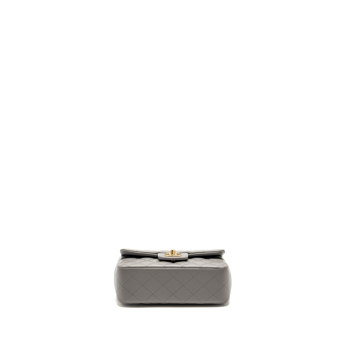 Chanel 22k Metal Top Handle Mini Rectangular Flap Bag Lambskin Grey  (microchip)