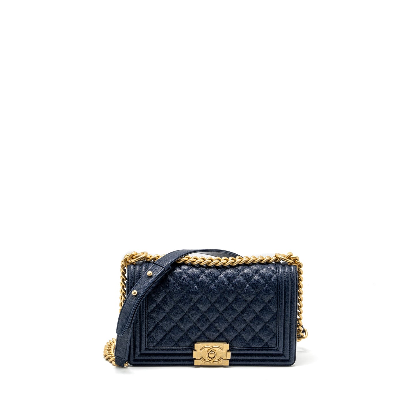 Chanel Medium boy bag caviar navy