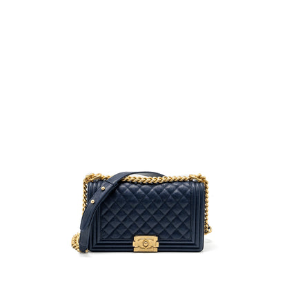 Chanel Medium boy bag caviar navy