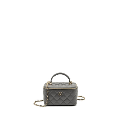 Chanel long vanity case lambskin grey L (microchip)