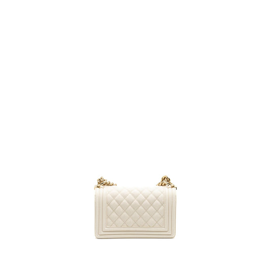 Chanel Small Boy Bag caviar white L