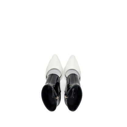Chanel size 36 ankle boots patent black / white