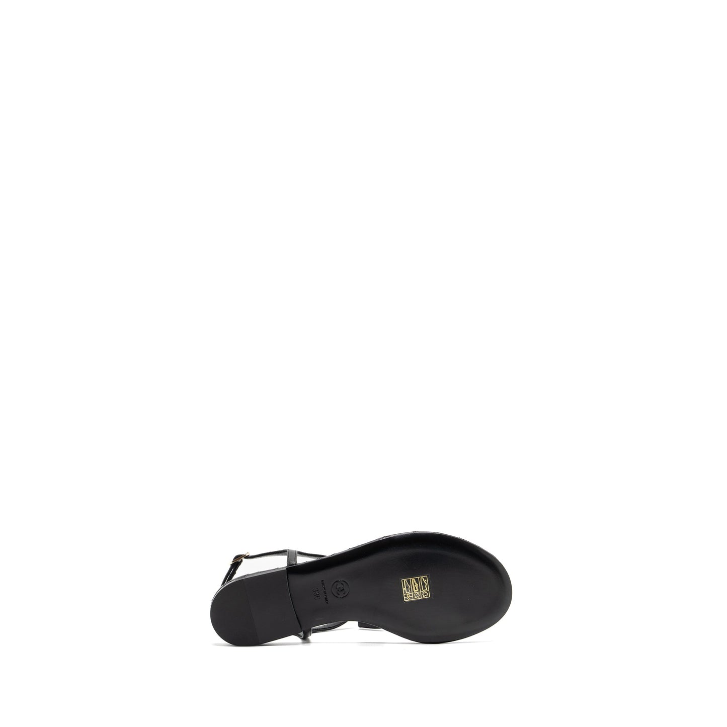 Chanel size 38 camellia leather Sandals black L