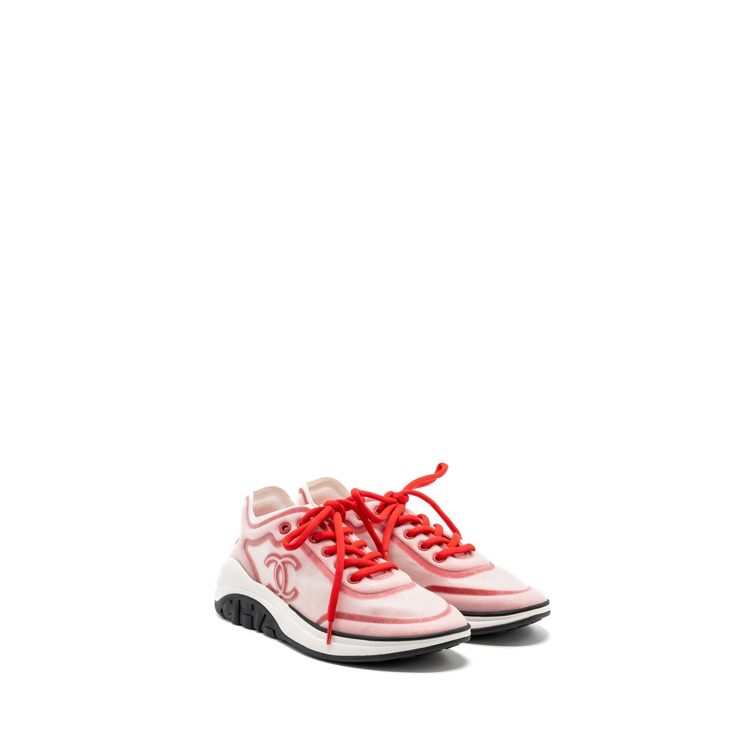 Chanel size 38.5 CC logo sneakers red/ white/ black