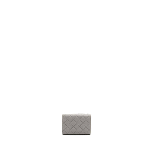 Chanel Compact Wallet Caviar Light Grey L