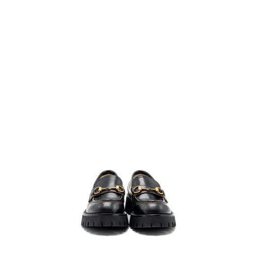 Gucci size 37 LEATHER LUG SOLE HORSEBIT LOAFER Black