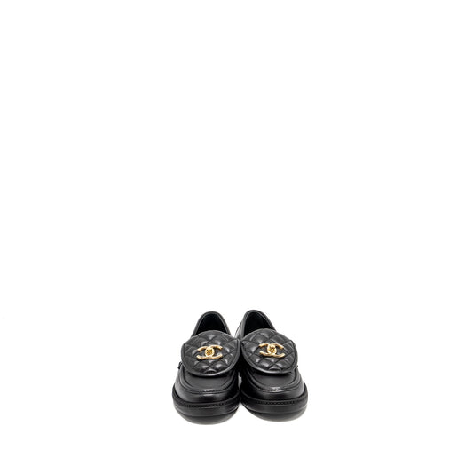 Chanel Size 36.5 CC Turnlock Loafer Quilted Leather Black L