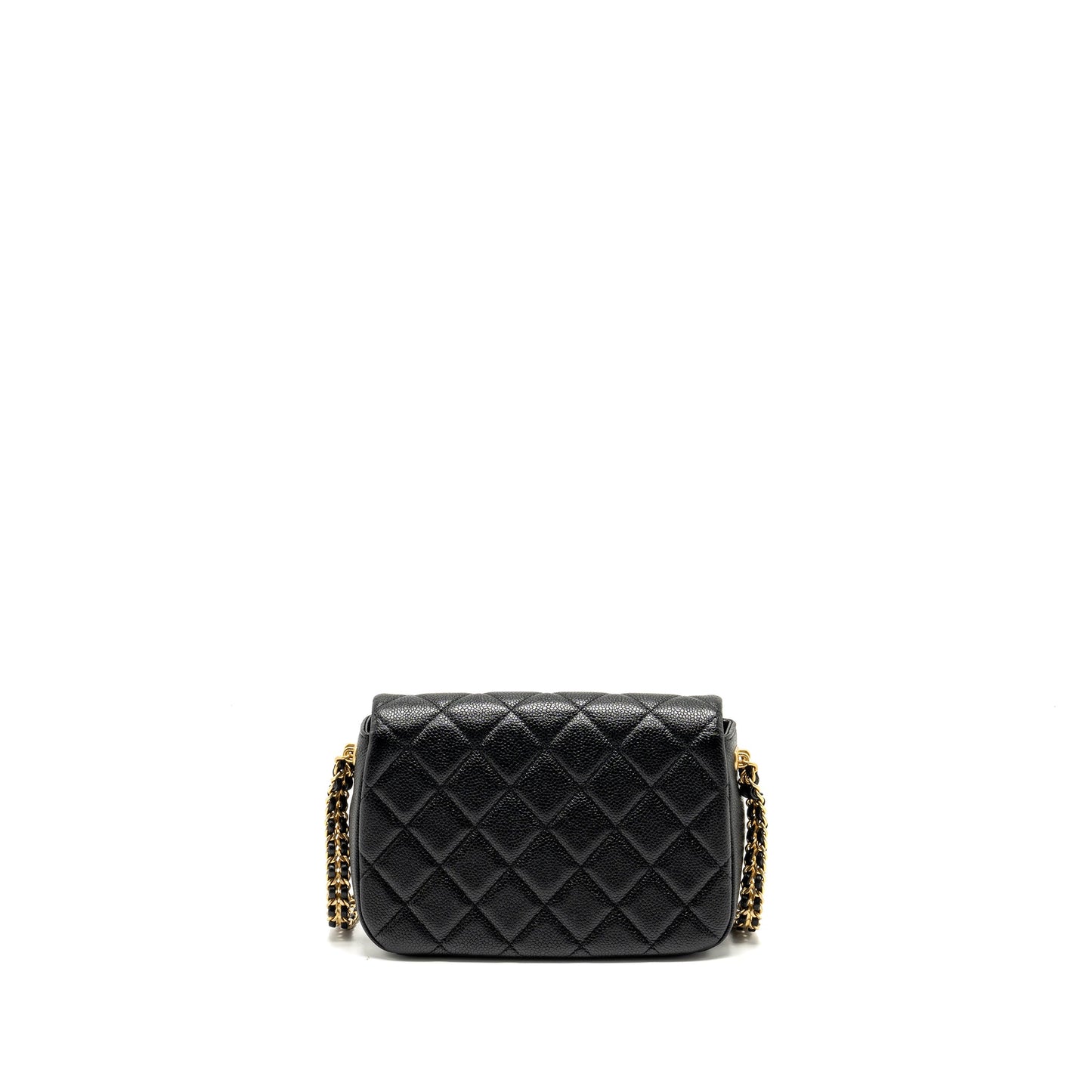 Chanel 21A Detailed Chains Flap Bag Caviar Black  (Microchip)
