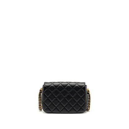 Chanel 21A Detailed Chains Flap Bag Caviar Black  (Microchip)