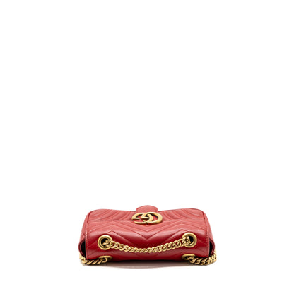 Gucci mini GG marmont shoulder bag calfskin red