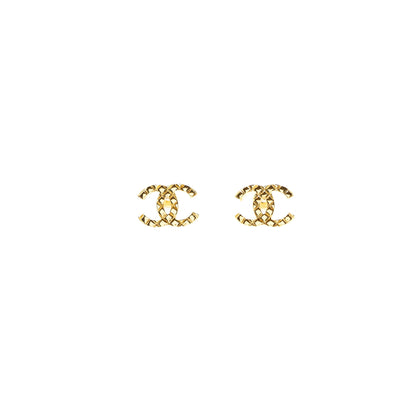 Chanel CC Logo Earrings Gold Tone