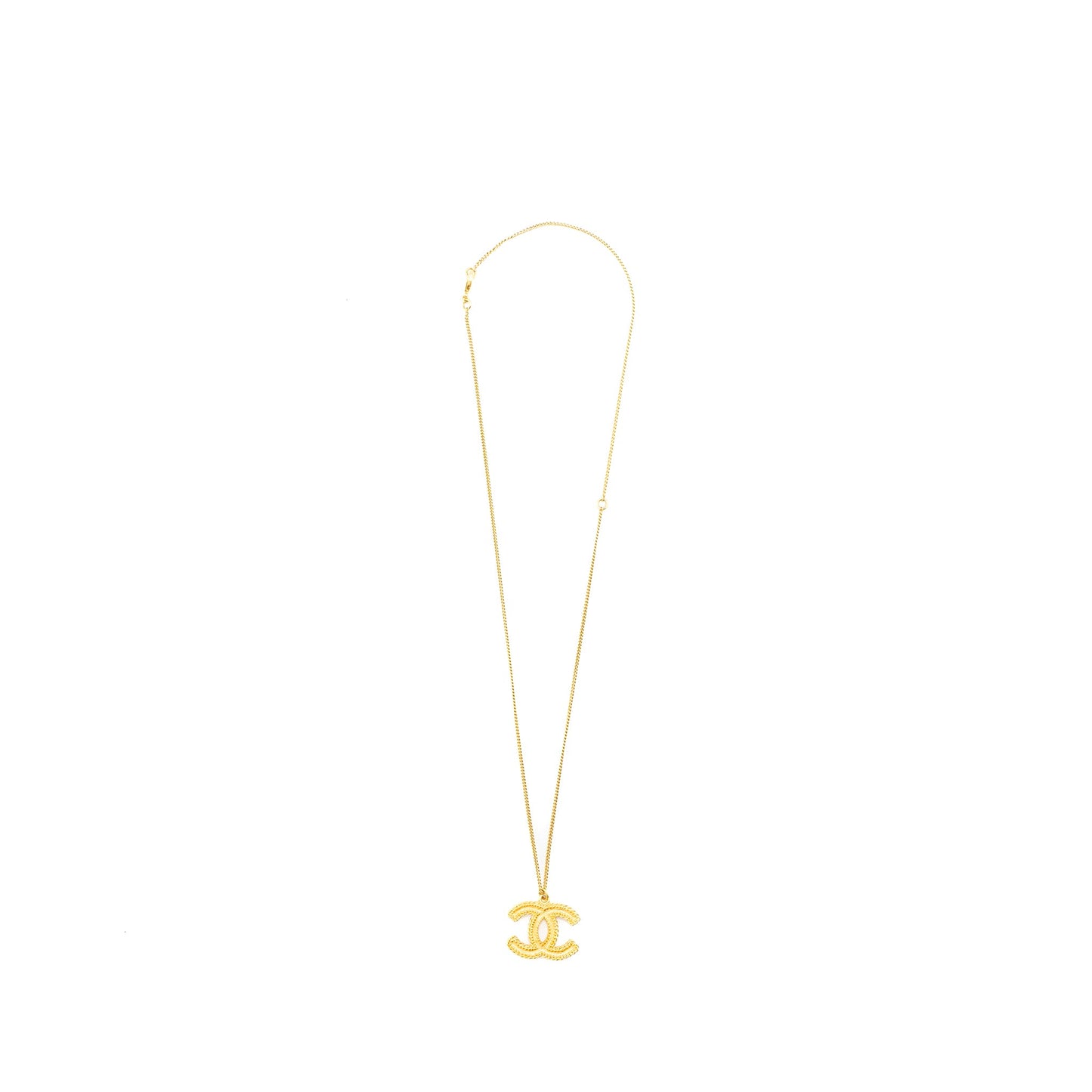 Chanel CC Logo Long Necklace Gold Tone