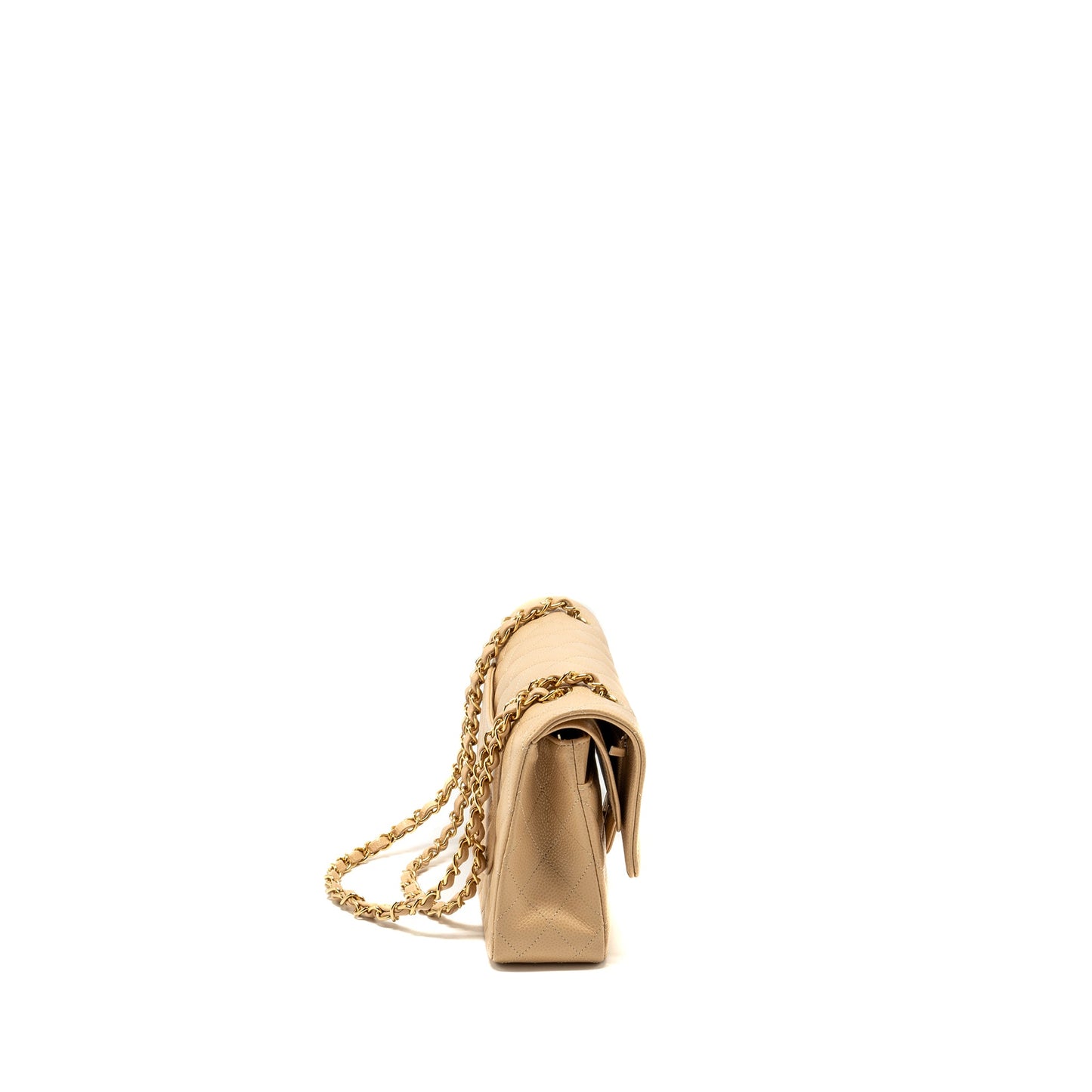 Chanel Medium Classic Double Flap Bag Caviar Beige  (Microchip)