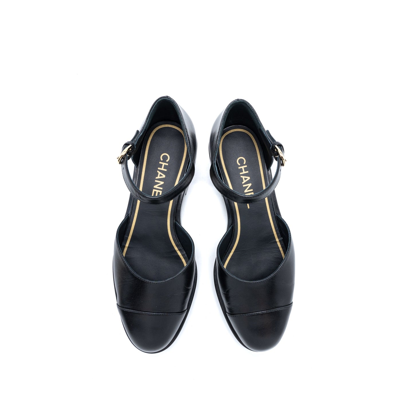 Chanel Size 36.5 Mary Janes Shoes Shiny Goatskin Black L