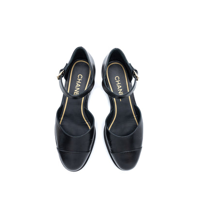 Chanel Size 36.5 Mary Janes Shoes Shiny Goatskin Black L