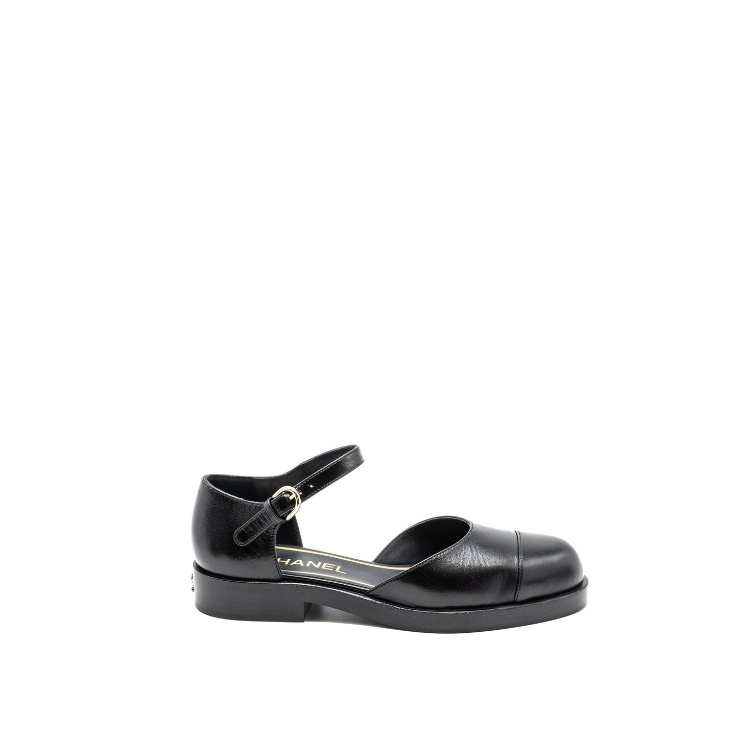 Chanel Size 36.5 Mary Janes Shoes Shiny Goatskin Black L