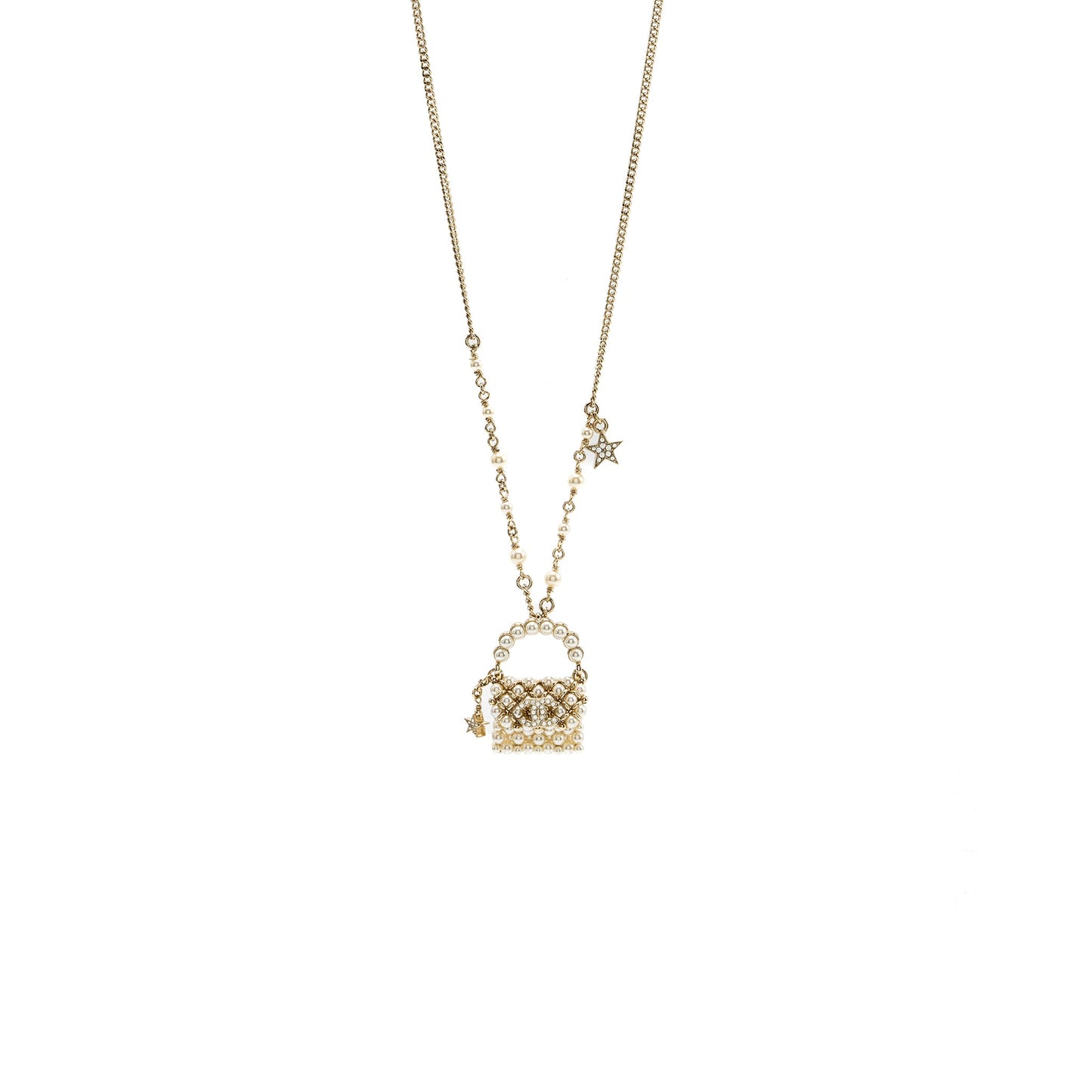 Chanel Micro Bag Necklace Pearl/ Crystal L