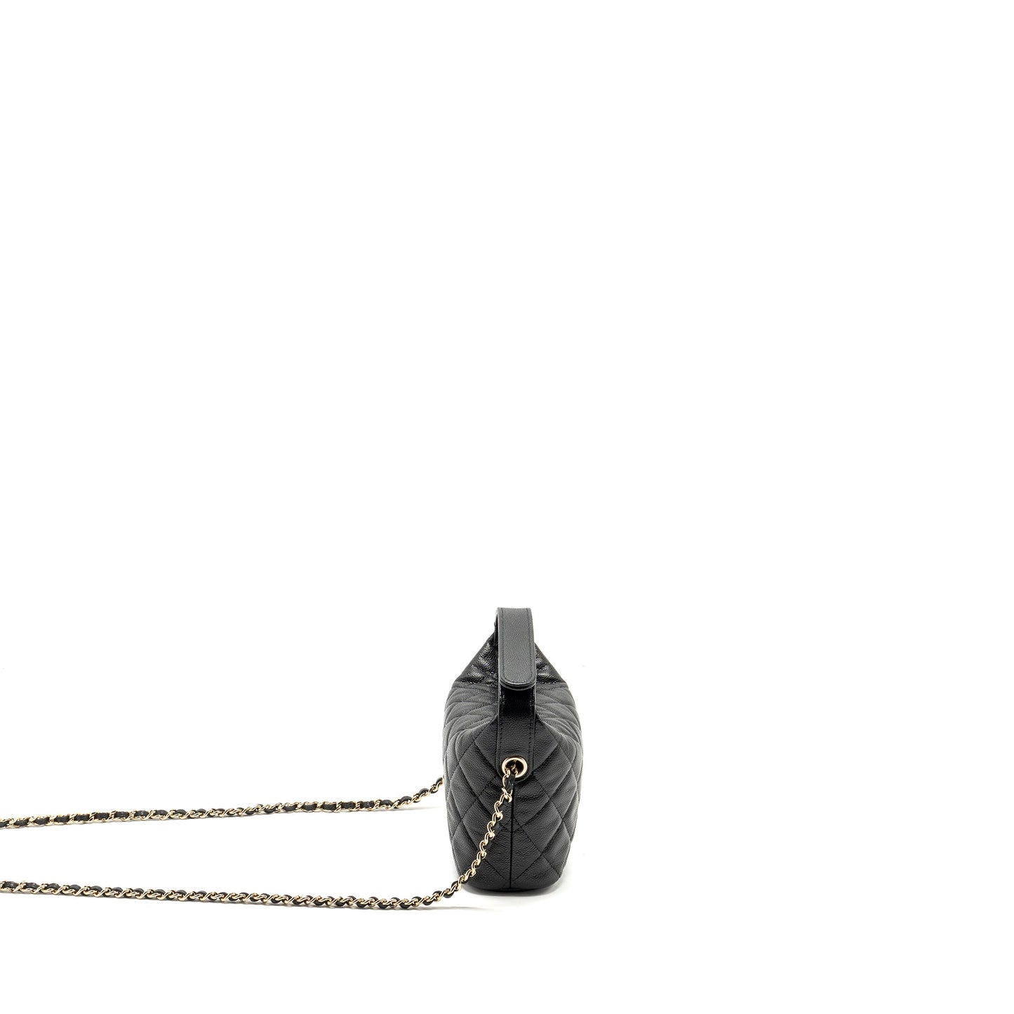 Chanel 25C Quilted Hobo Bag Caviar Black L (Microchip)