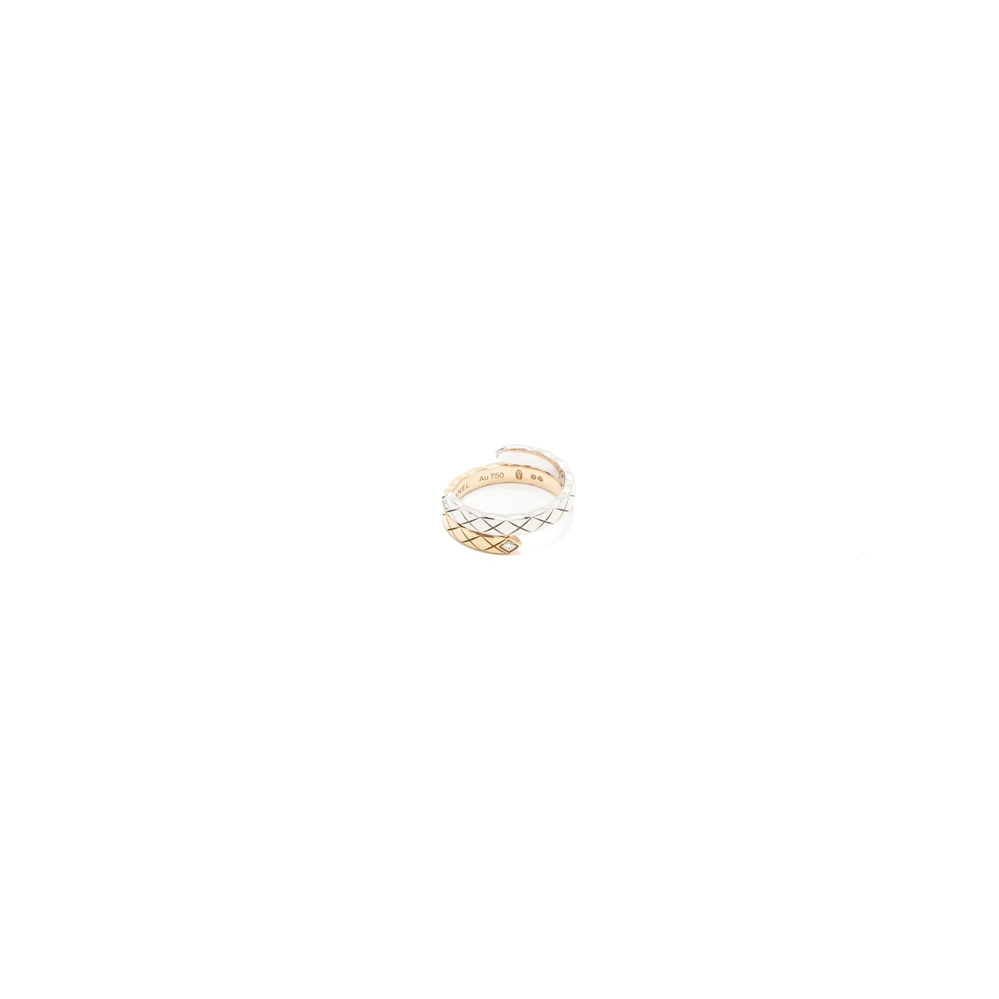 Chanel Size 49 Coco Crush TOI Et MOI Ring, Small Version White/Beige Gold Diamonds