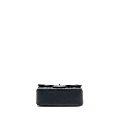 Chanel 22a Top Handle Mini Rectangular Flap Bag Lambskin Dark Blue L(Microchip)