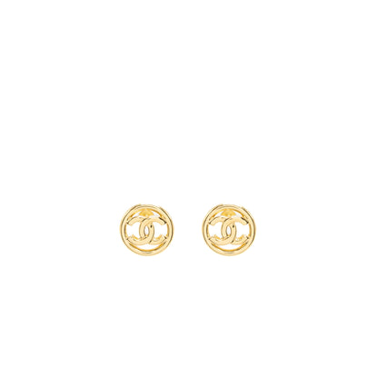 Chanel round and CC logo earrings gold tone