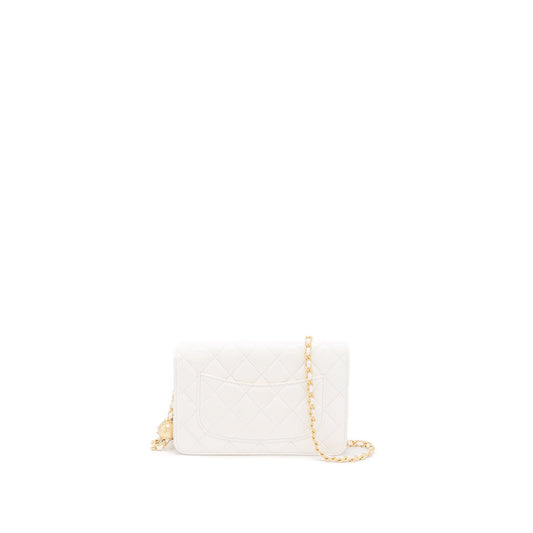 Chanel Pearl Crush Wallet on Chain Lambskin White Brushed  (Microchip)