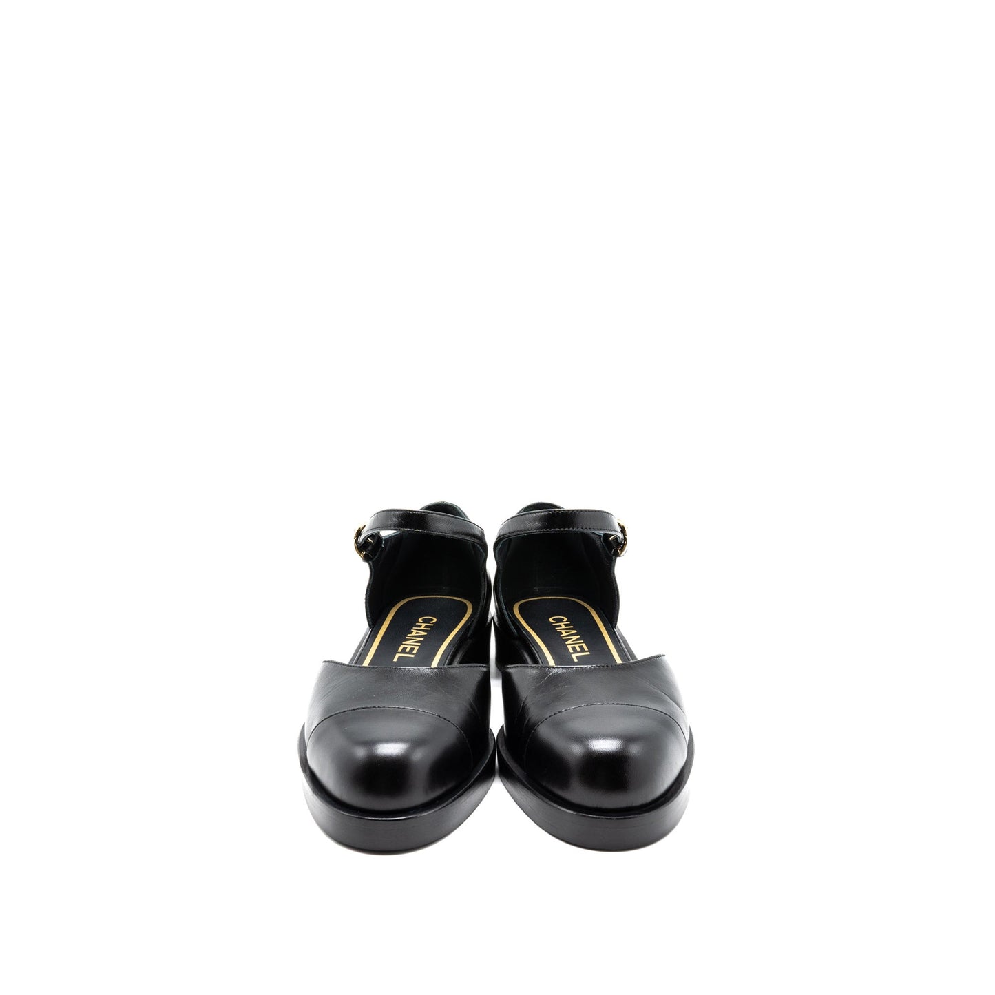 Chanel Size 36.5 Mary Janes Shoes Shiny Goatskin Black L