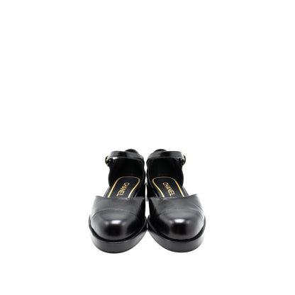 Chanel Size 36.5 Mary Janes Shoes Shiny Goatskin Black L