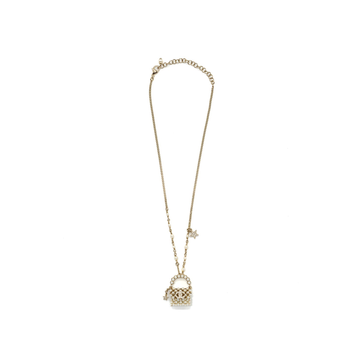 Chanel Micro Bag Necklace Pearl/ Crystal L