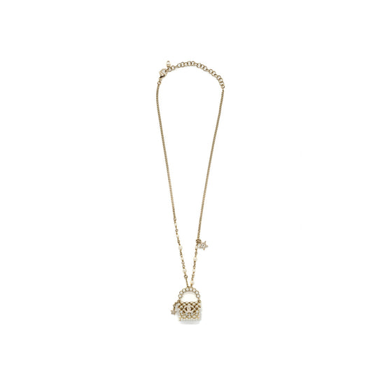 Chanel Micro Bag Necklace Pearl/ Crystal L