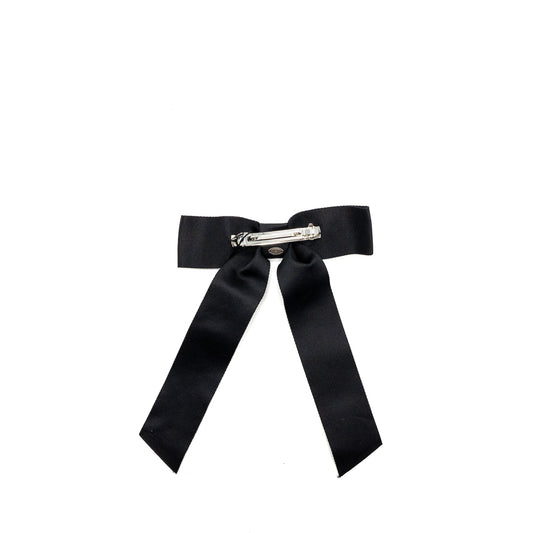 Chanel bow Hair Clip silk Black