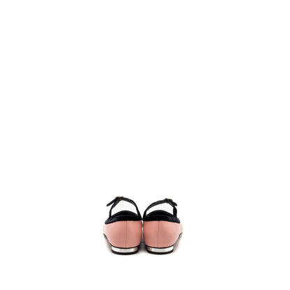 Chanel size 39.5 22K mery janes shoes lambskin / velvet pink / black L