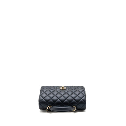 Chanel 22a Top Handle Mini Rectangular Flap Bag Lambskin Dark Blue L(Microchip)