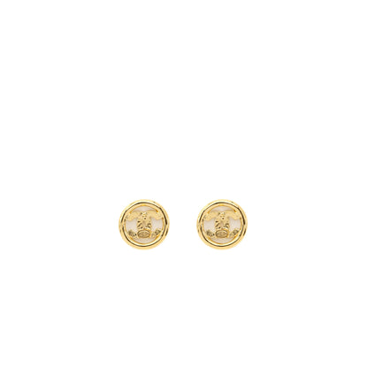 Chanel round and CC logo earrings gold tone