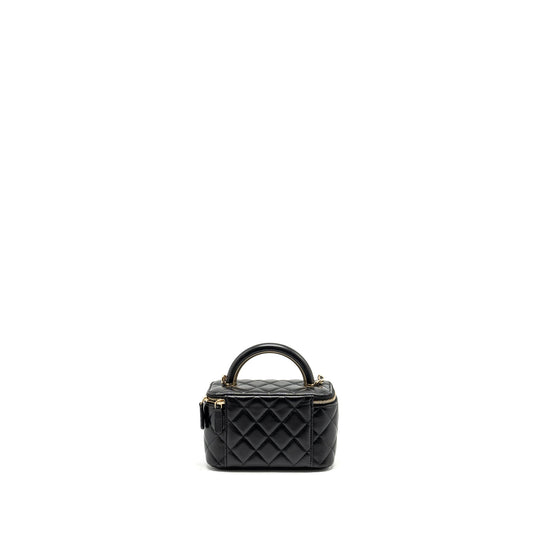 Chanel Top Handle Long Vanity Case Lambskin BLACK L (Microchip)
