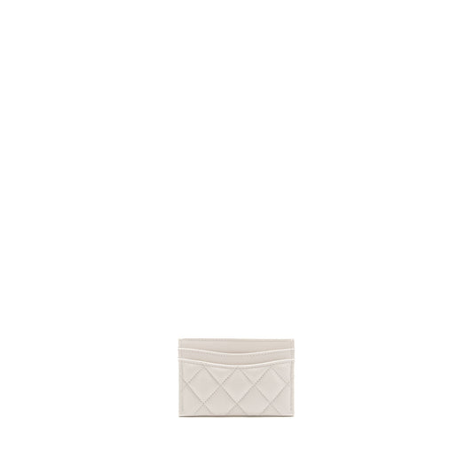 CHANEL Classic Card Holder Caviar White L (Microchip)