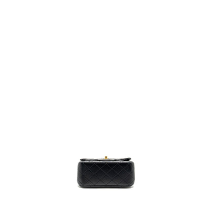 Chanel Camellia Adjustable Chain Mini Square Flap bag Lambskin black  (microchip)