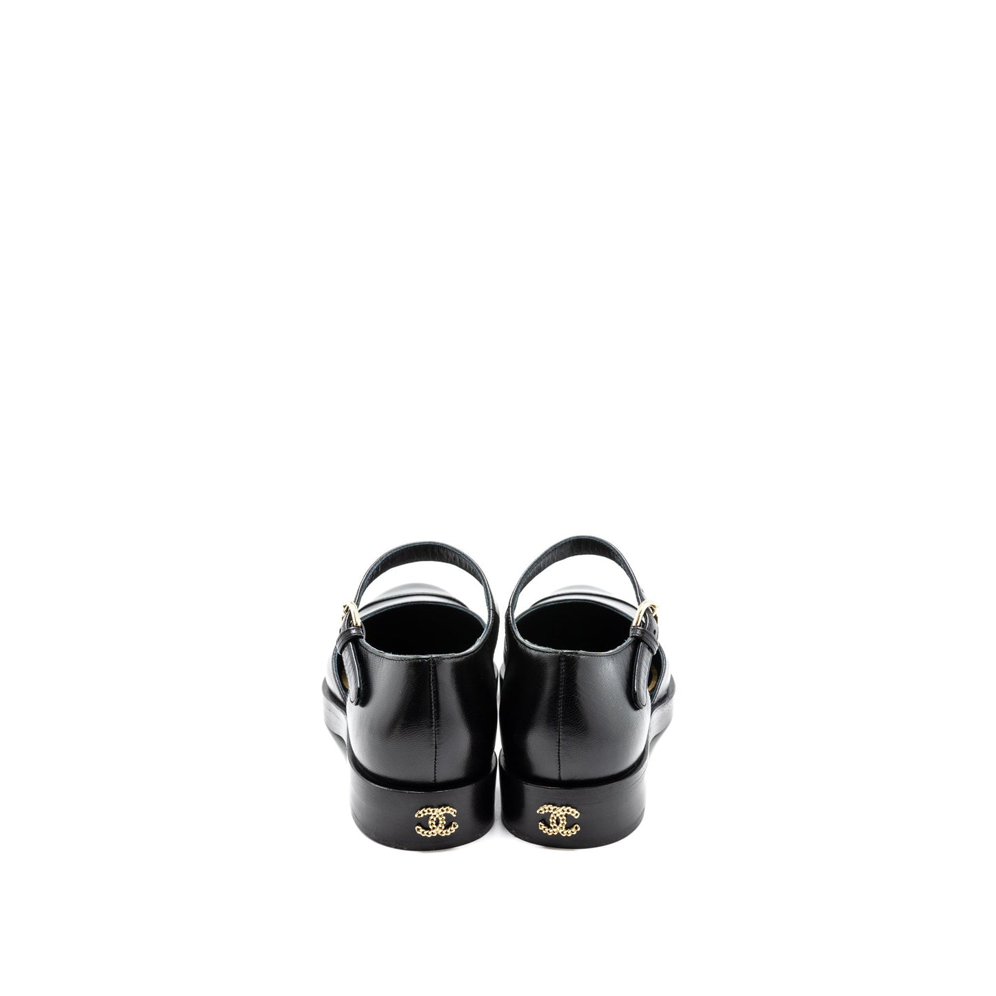 Chanel Size 36.5 Mary Janes Shoes Shiny Goatskin Black L