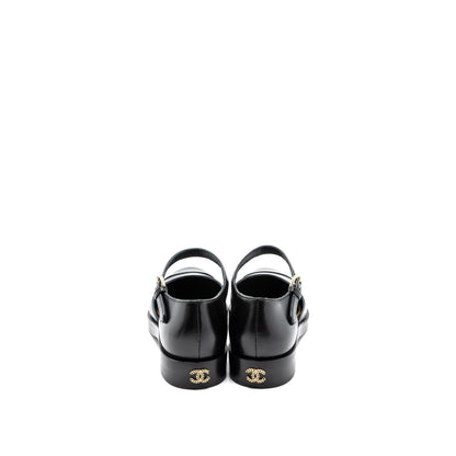 Chanel Size 36.5 Mary Janes Shoes Shiny Goatskin Black L