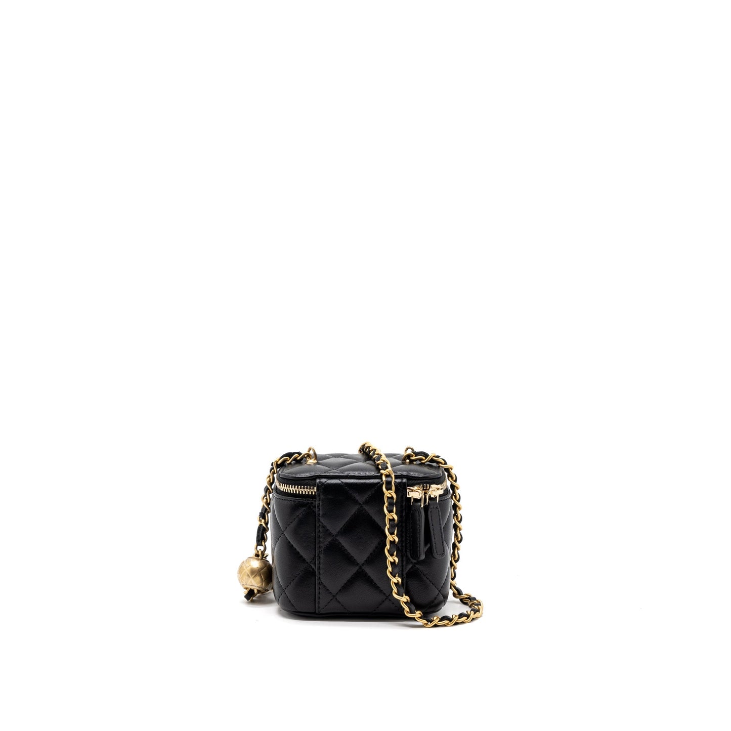 Chanel Pearl Crush Mini Vanity with Chain Lambskin Black Brushed  (Microchip)