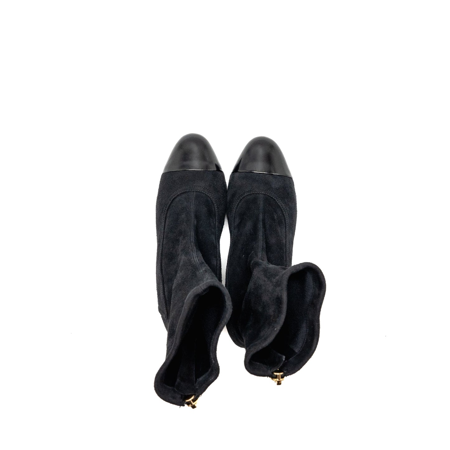 Chanel Size 38 Coco Short Boots Suede/Calfskin Black