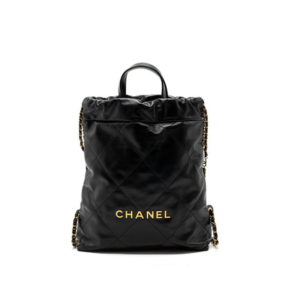 Chanel 22 Backpack Shiny Calfskin Black (Microchip)