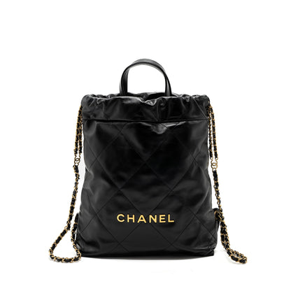 Chanel 22 Backpack Shiny Calfskin Black (Microchip)
