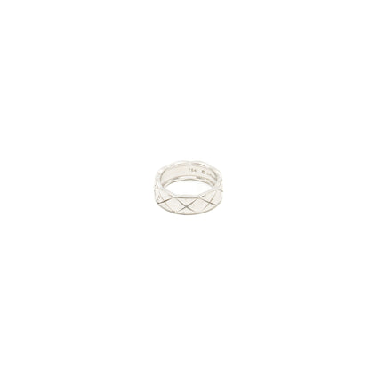 Chanel Size 54 Coco Crush Ring Small Version Quilted Motif White Gold, Diamonds