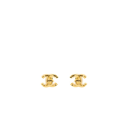 Chanel CC logo with crystal earrings gold tone
